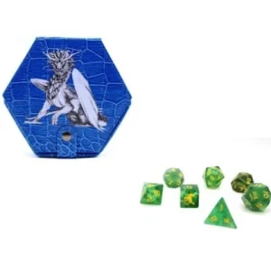 Hymgho Dragon's Hoard Gem Stone Polyhedral Dice Set - Green Fluorite