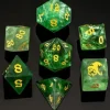 Hymgho Dragon's Hoard Gem Stone Polyhedral Dice Set - Green Fluorite