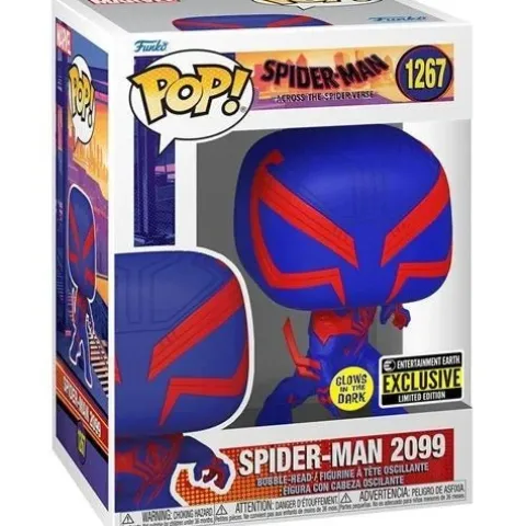 Funko Pop! 1267 - Marvel - Spider-Man: Across the Spider-Verse - Spider-Man 2099 Glow-in-the-Dark Vinyl Figure - Entertainment Earth Exclusive