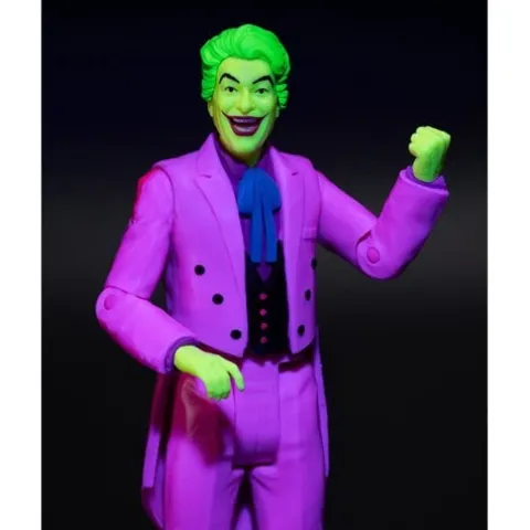 McFarlane Toys DC Retro The Joker Batman: Classic TV Series Black Light Gold Label 6-Inch Action Figure - Entertainment Earth Exclusive
