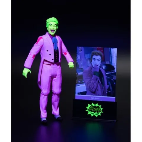 McFarlane Toys DC Retro The Joker Batman: Classic TV Series Black Light Gold Label 6-Inch Action Figure - Entertainment Earth Exclusive