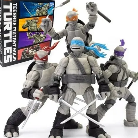 The Loyal Subjects Teenage Mutant Ninja Turtles BST AXN Turtles IDW Comic Black and White 5-Inch Action Figure 4-Pack - SDCC 2023 Exclusive