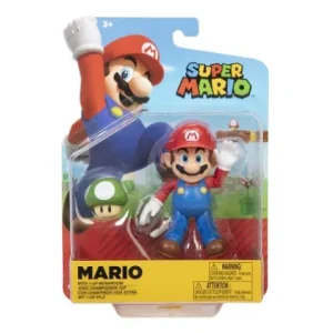 Jakks Pacific World of Nintendo 4" Action Figure - Mario with 1-Up Mushroom